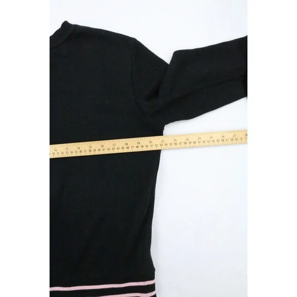 Fila Sweatshirt Womens French Terry Elastic Hem Stretch Black Rainbow Crew Neck - Picture 14 of 15